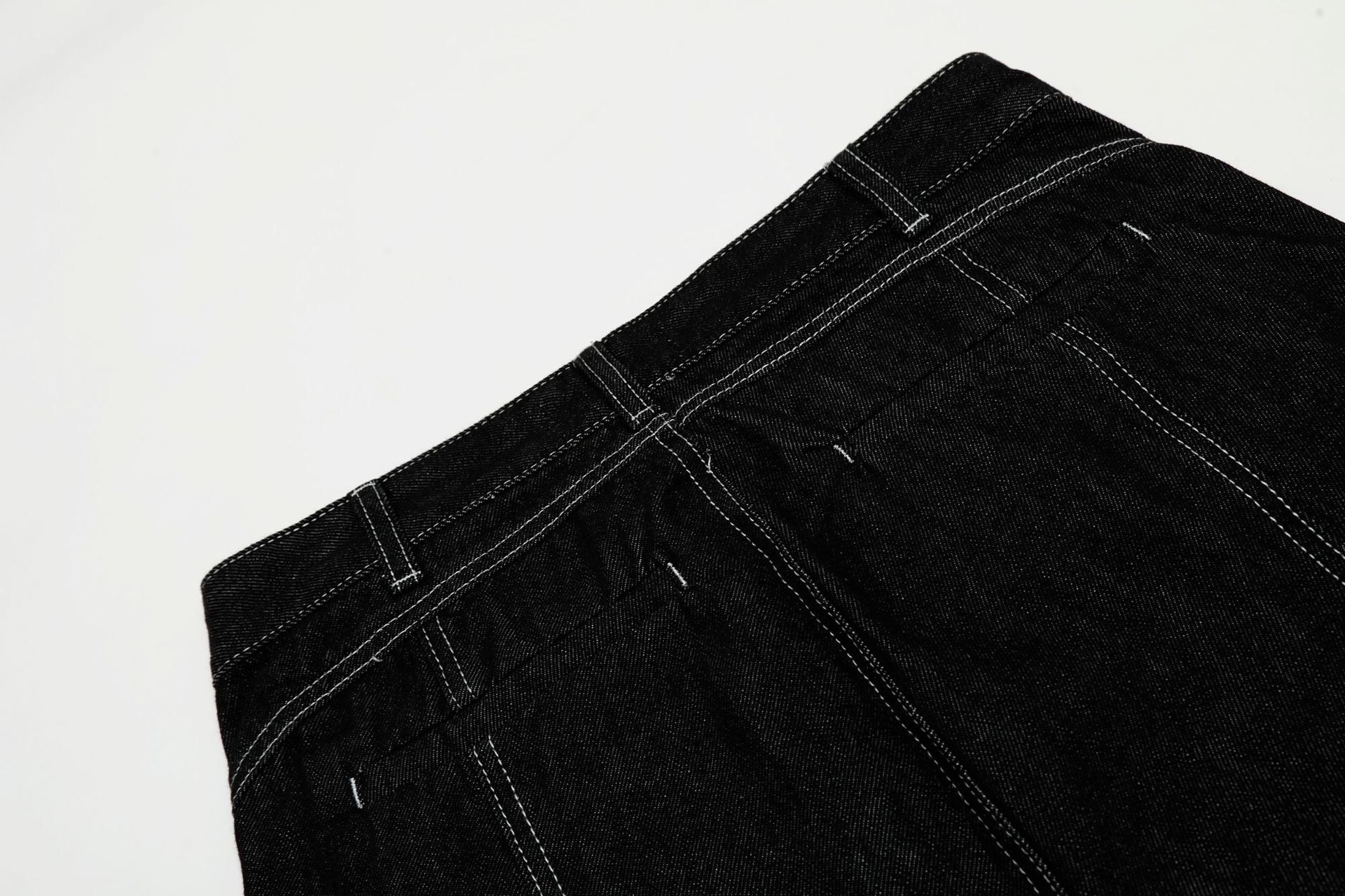 Omirad Contrast-Stitch Sculpted Wide-Leg Jeans | Dark Denim