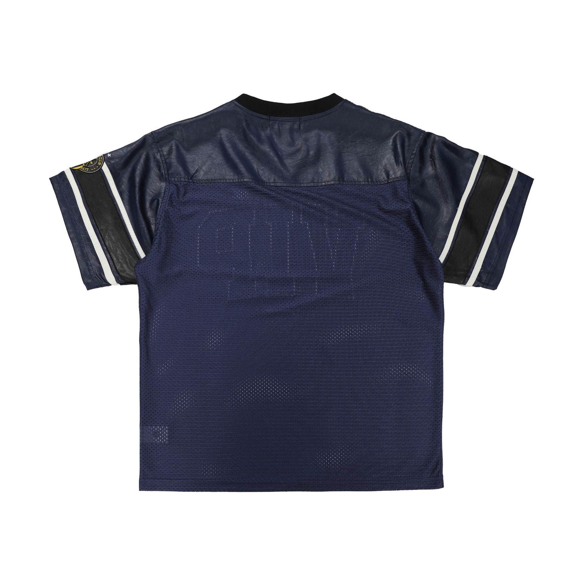 VIP Mesh Football Tee | Leather-Look Panels Streetwear Jersey