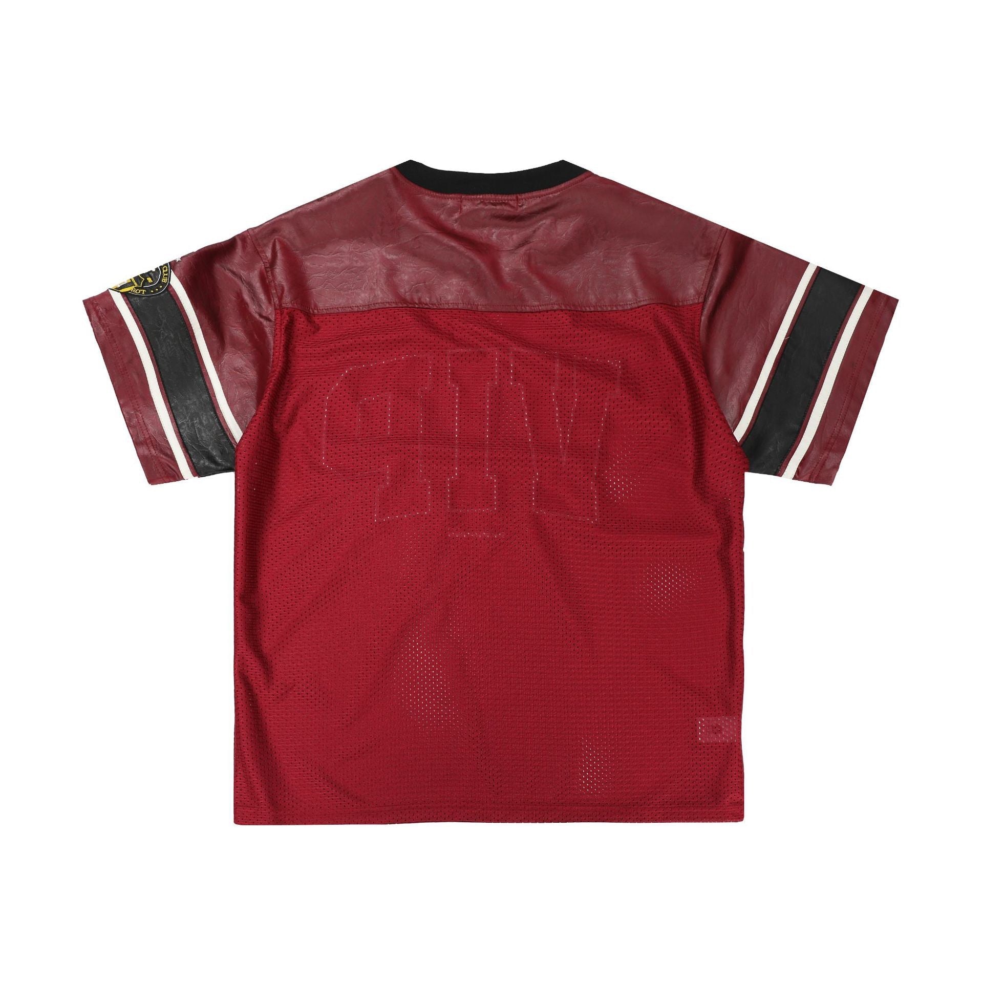 VIP Mesh Football Tee | Leather-Look Panels Streetwear Jersey