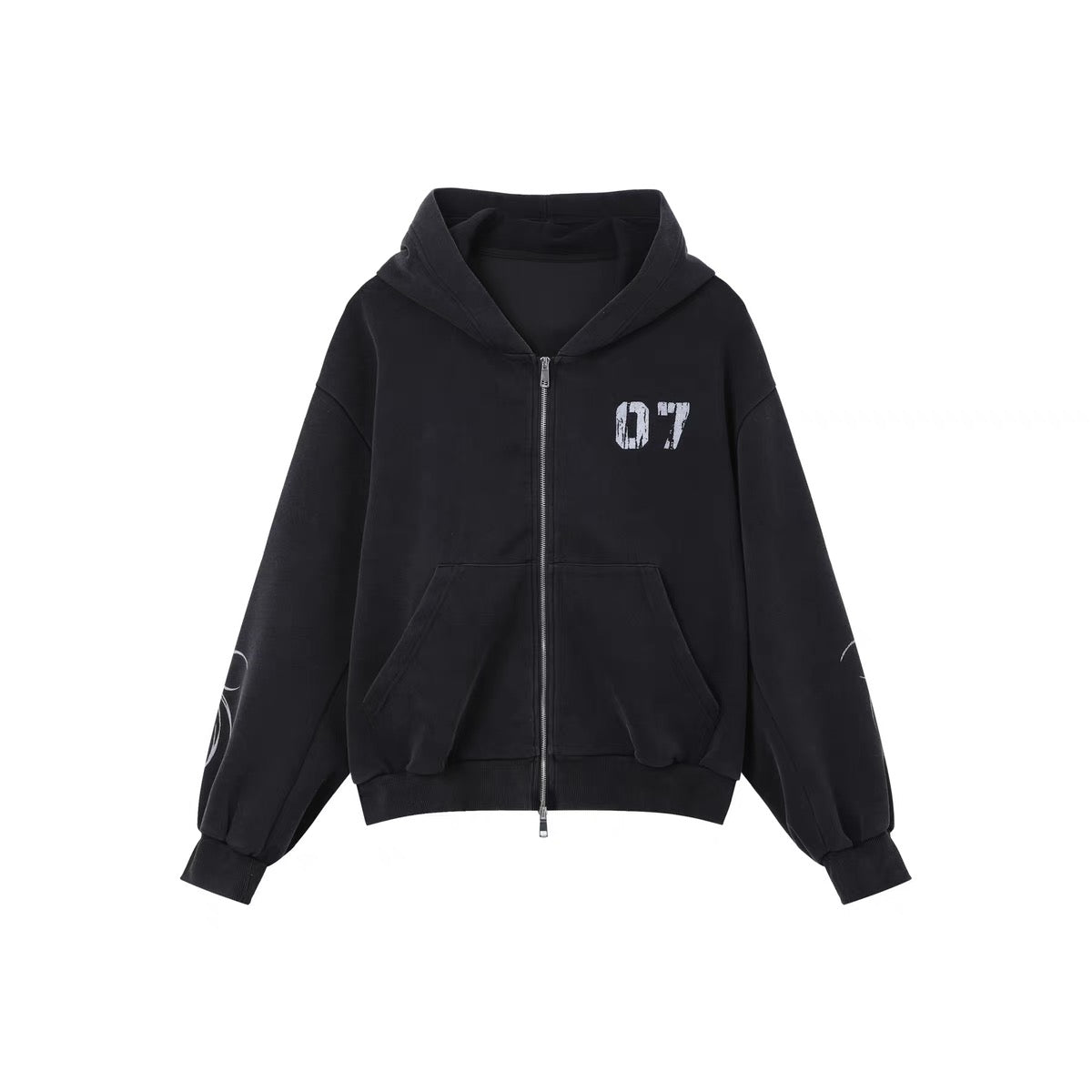 Gothic Vine Zip Hoodie & Wide-Leg Pants Set | "07" Print