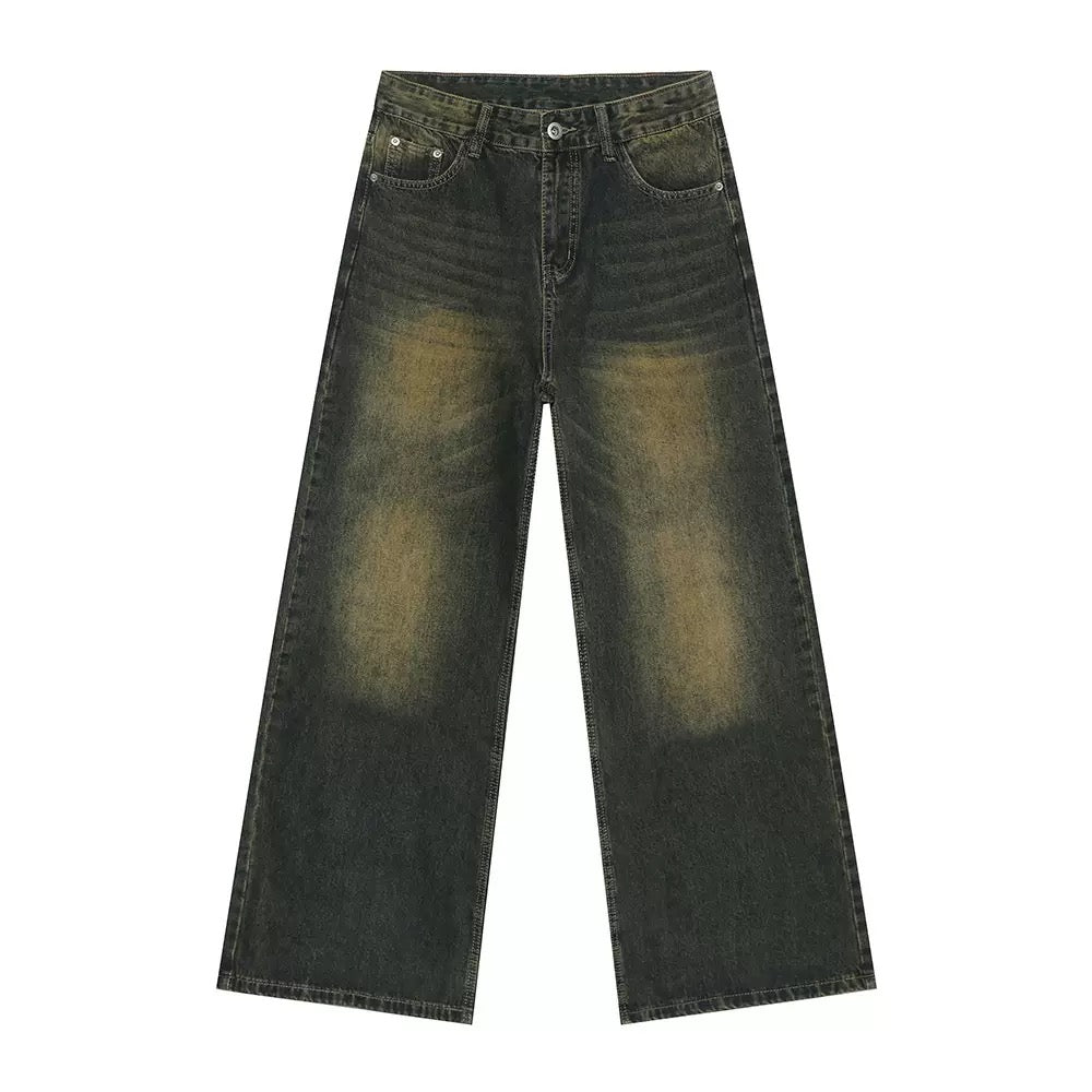 Distressed Wash Oversized Wide-Leg Jeans | 100% Cotton