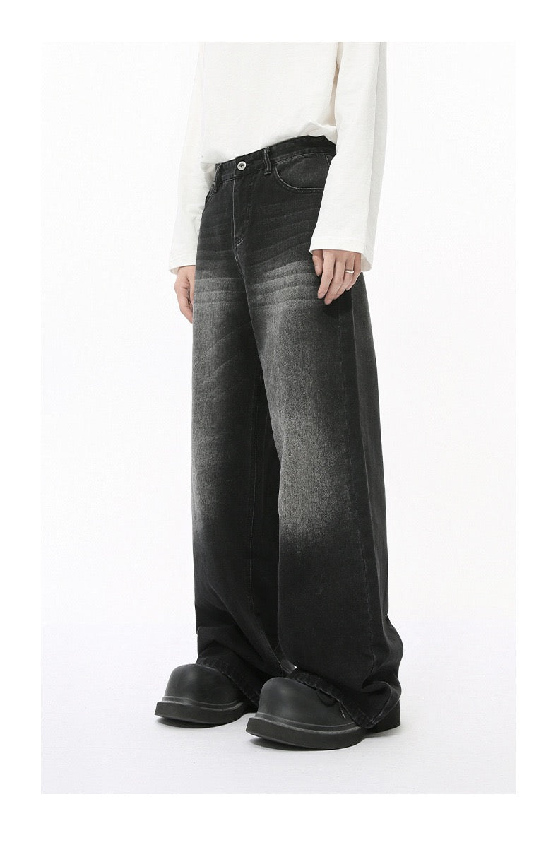 Distressed Wash Oversized Wide-Leg Jeans | 100% Cotton