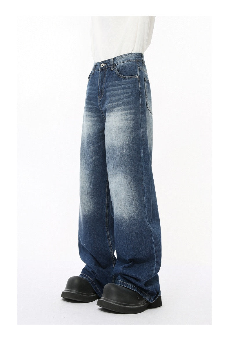 Distressed Wash Oversized Wide-Leg Jeans | 100% Cotton