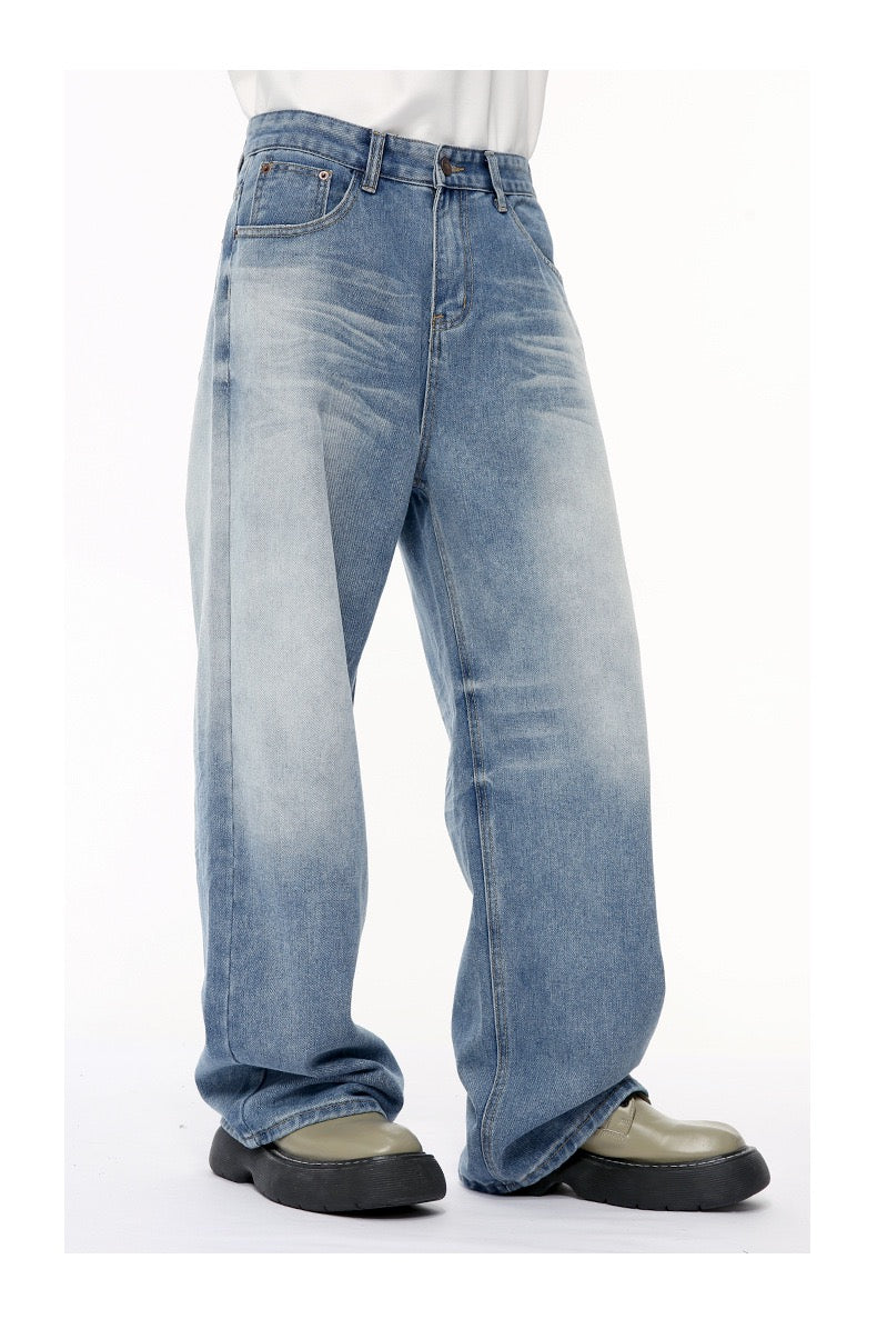 Soft Fade Straight Wide-Leg Jeans | Relaxed Vintage Denim