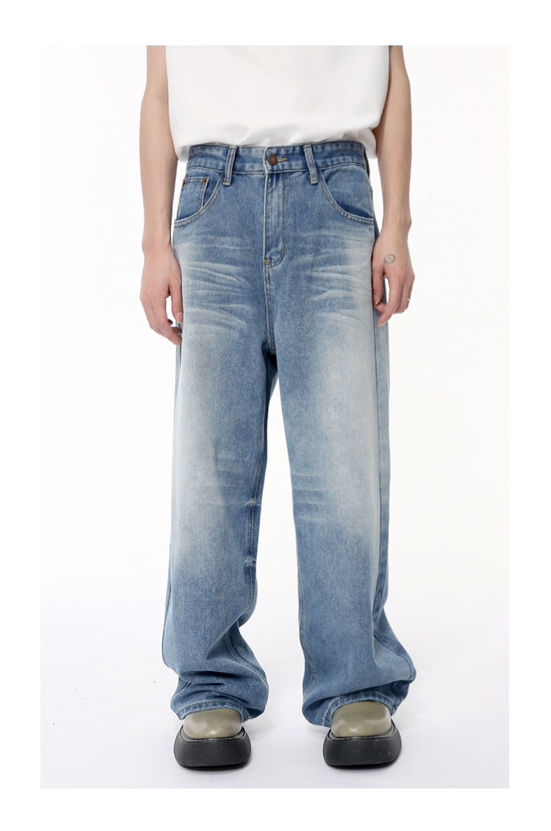 Soft Fade Straight Wide-Leg Jeans | Relaxed Vintage Denim