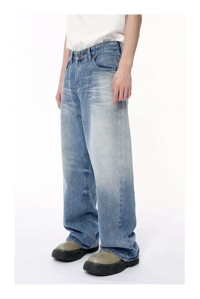 Soft Fade Straight Wide-Leg Jeans | Relaxed Vintage Denim