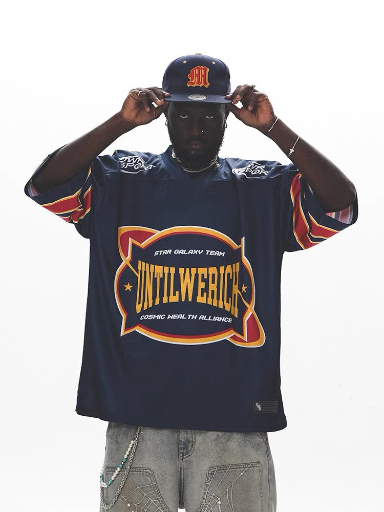UntilWeRich Cosmic Football Mesh Jersey | Retro Streetwear