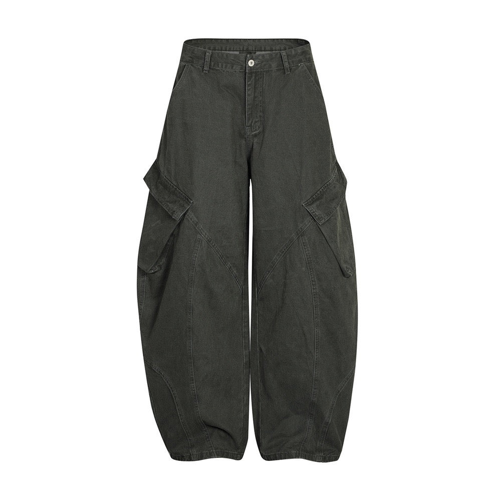 Curved-Panel Cargo Wide-Leg Pants | Balloon Silhouette