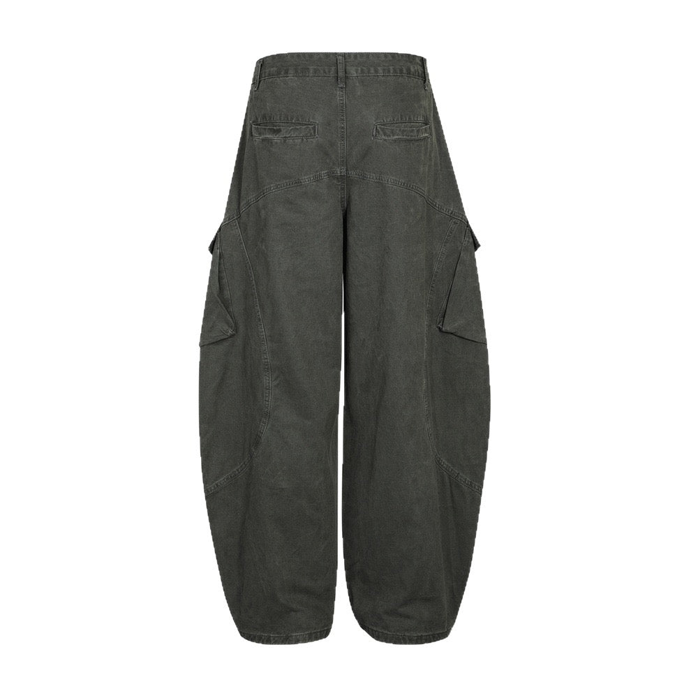 Curved-Panel Cargo Wide-Leg Pants | Balloon Silhouette
