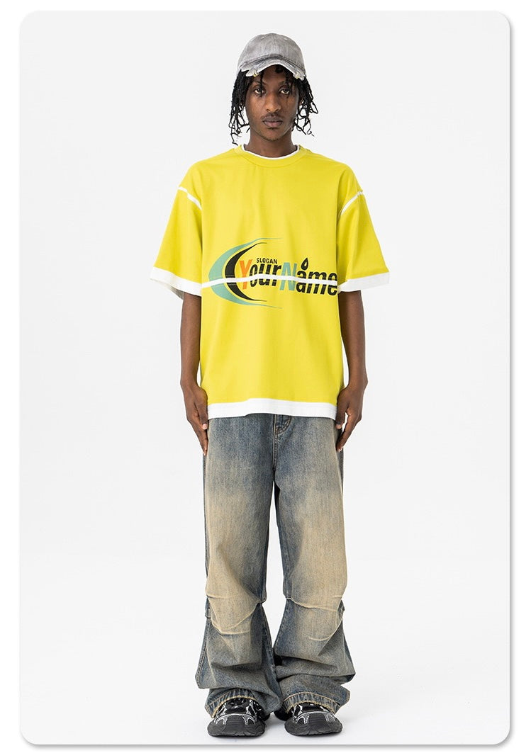 Omirad Retro Sport Graphic Mesh Panel Oversized T-Shirt