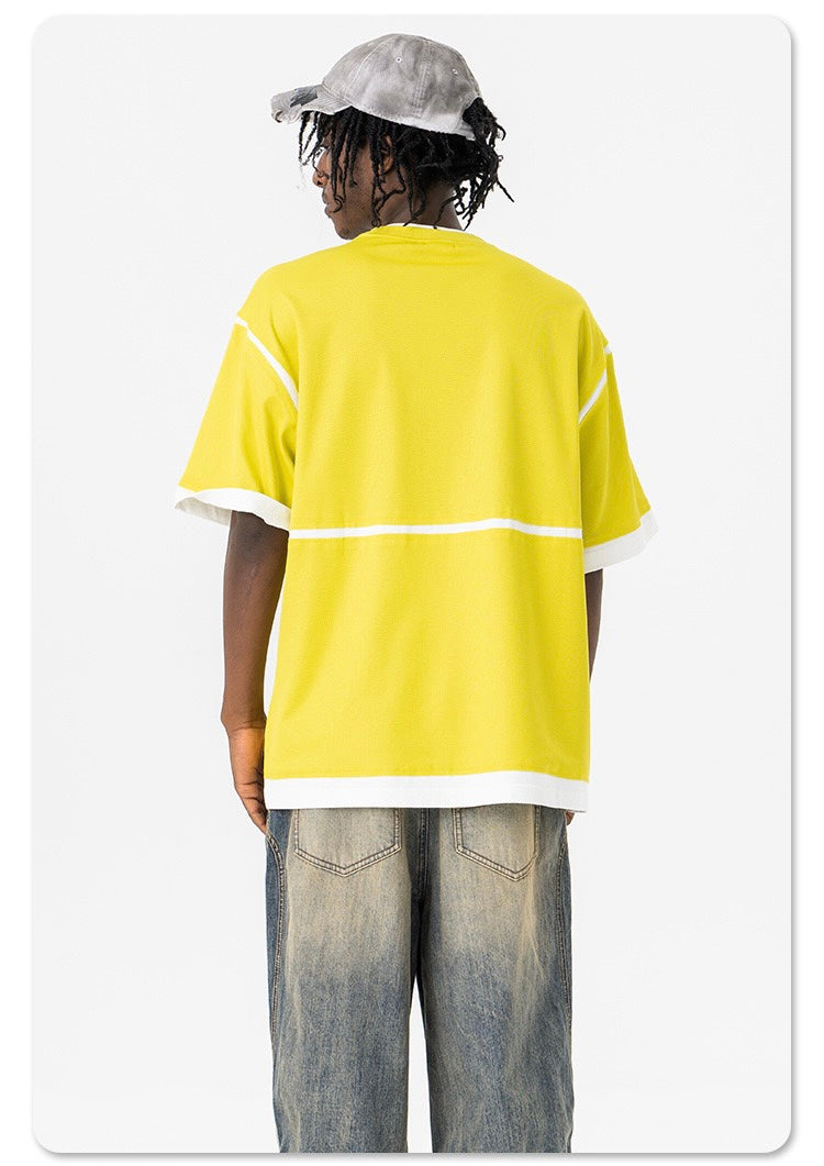 Omirad Retro Sport Graphic Mesh Panel Oversized T-Shirt