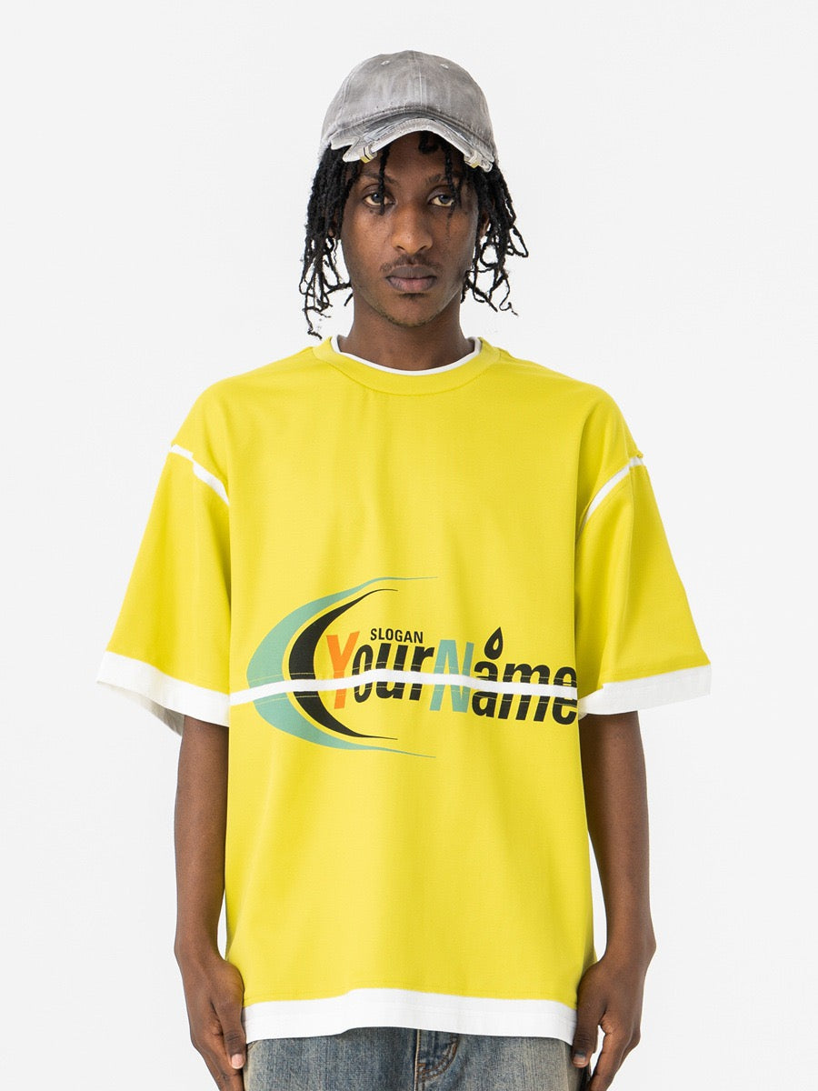 Omirad Retro Sport Graphic Mesh Panel Oversized T-Shirt