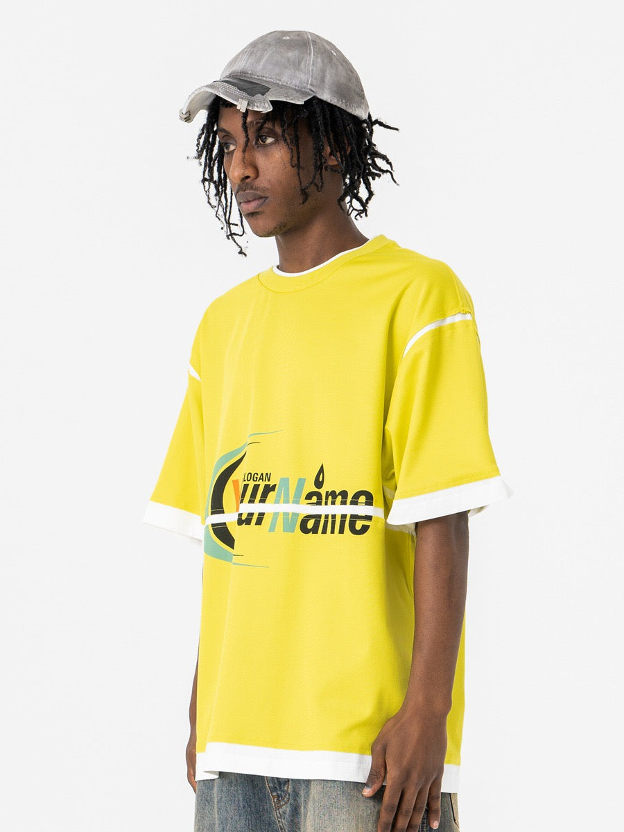 Omirad Retro Sport Graphic Mesh Panel Oversized T-Shirt