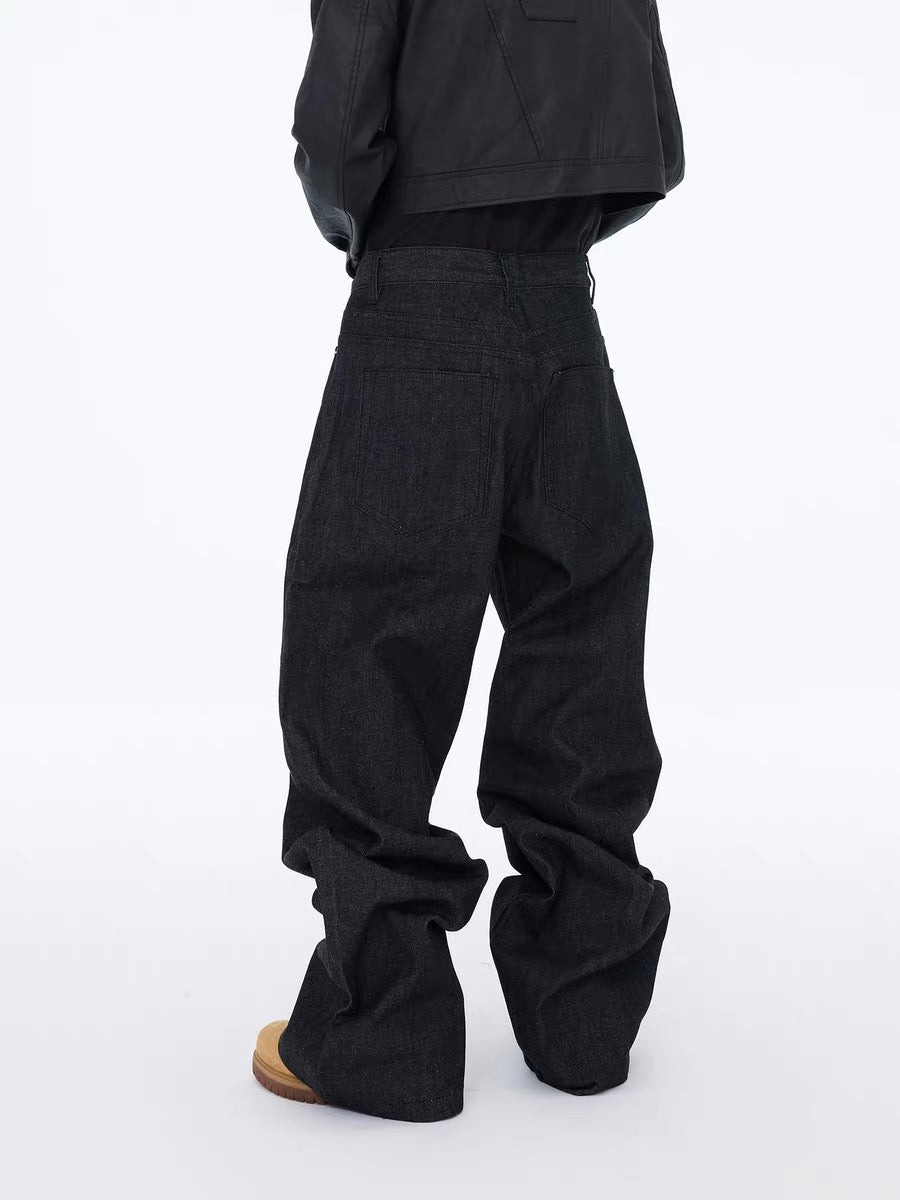 Omirad High-Rise Button Fly Wide-Leg Raw Denim Jeans