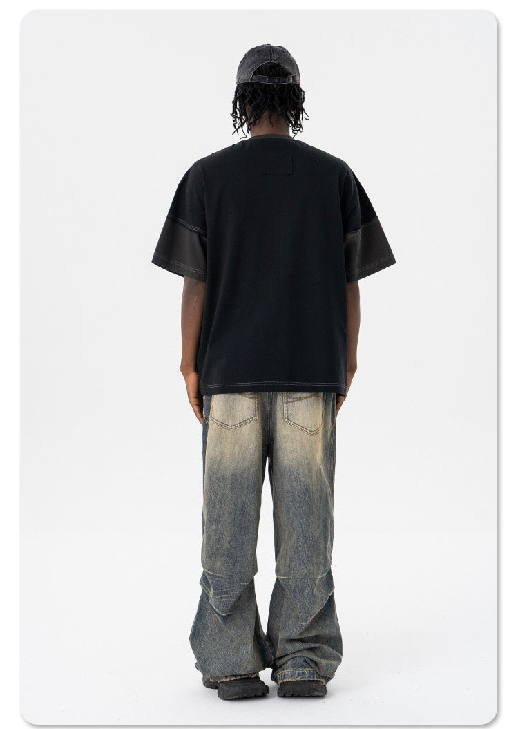 Deconstructed Patchwork Panel Oversized T-Shirt | Streetwear
