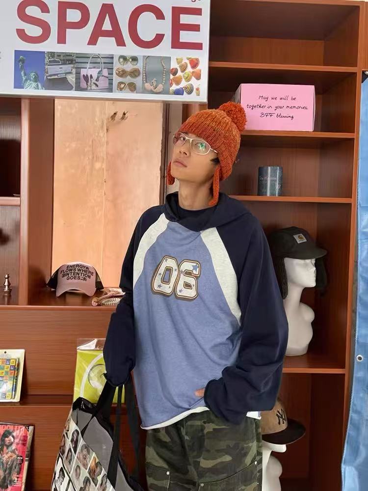 Colorblock Varsity Raglan Hoodie | Retro Sport Street Style