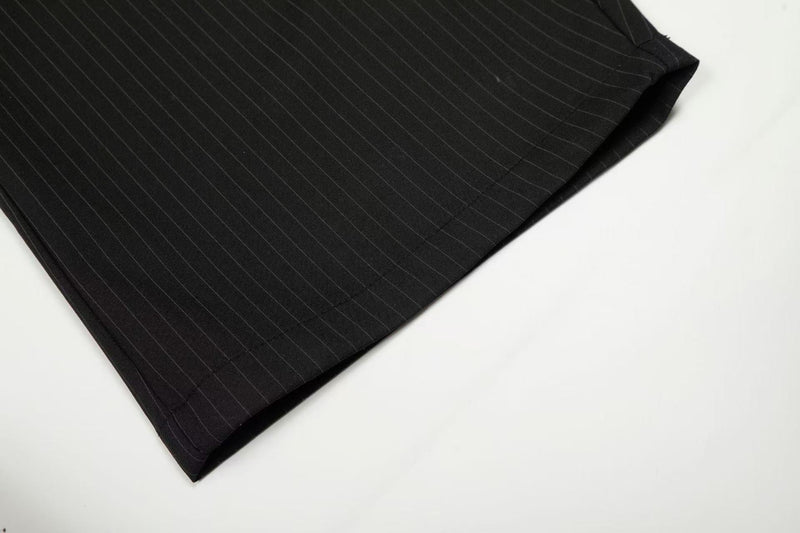 Omirad Pinstripe Wide-Leg Suit Pants | Dark Tailored Street Style