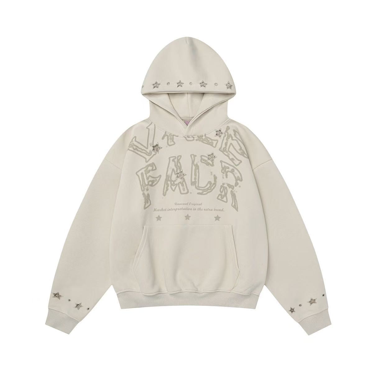 Star-Studded Distressed Graphic Pullover Hoodie | Oversized Fit