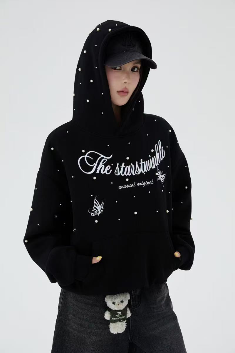 The Starstwinkle Pearl Embellished Script Pullover Hoodie