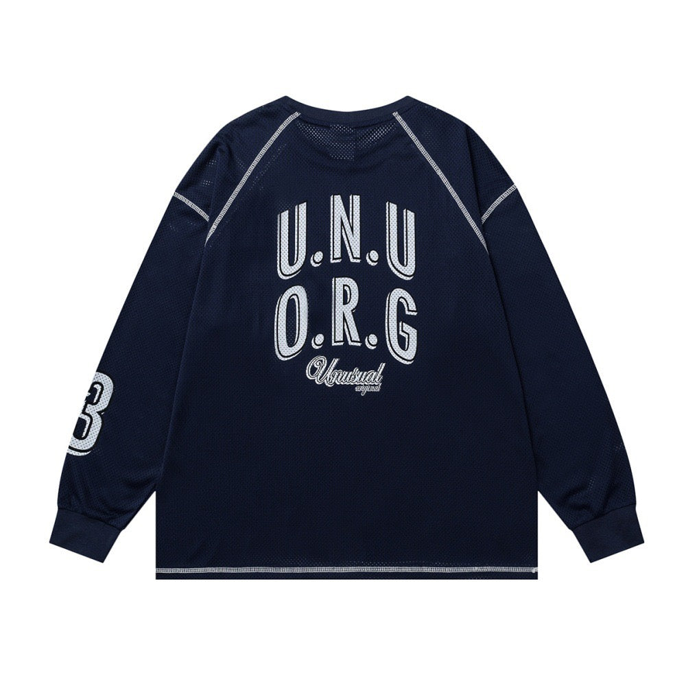 Star 13 Long-Sleeve Mesh Jersey | Oversized Streetwear Top