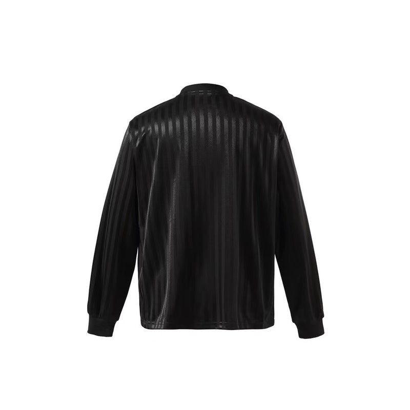 Black long-sleeve mesh football jersey back view