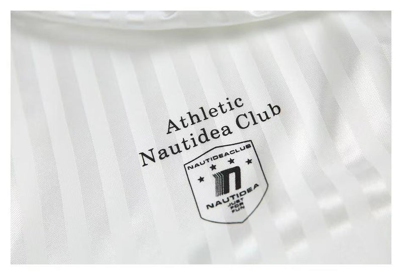 Small Athletic Nautidea Club chest print on white mesh jersey close-up