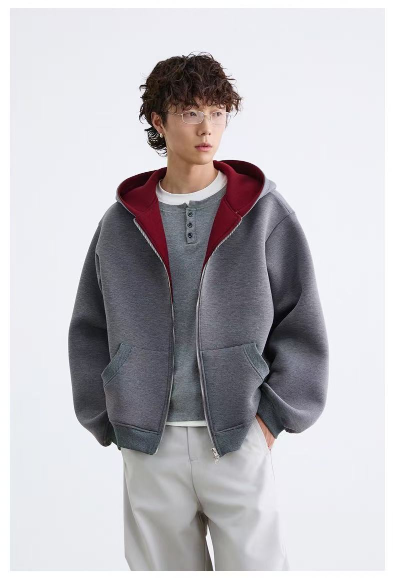 Oversized Zip-Up Hoodie with Contrast Hood Lining | SEAKOFF