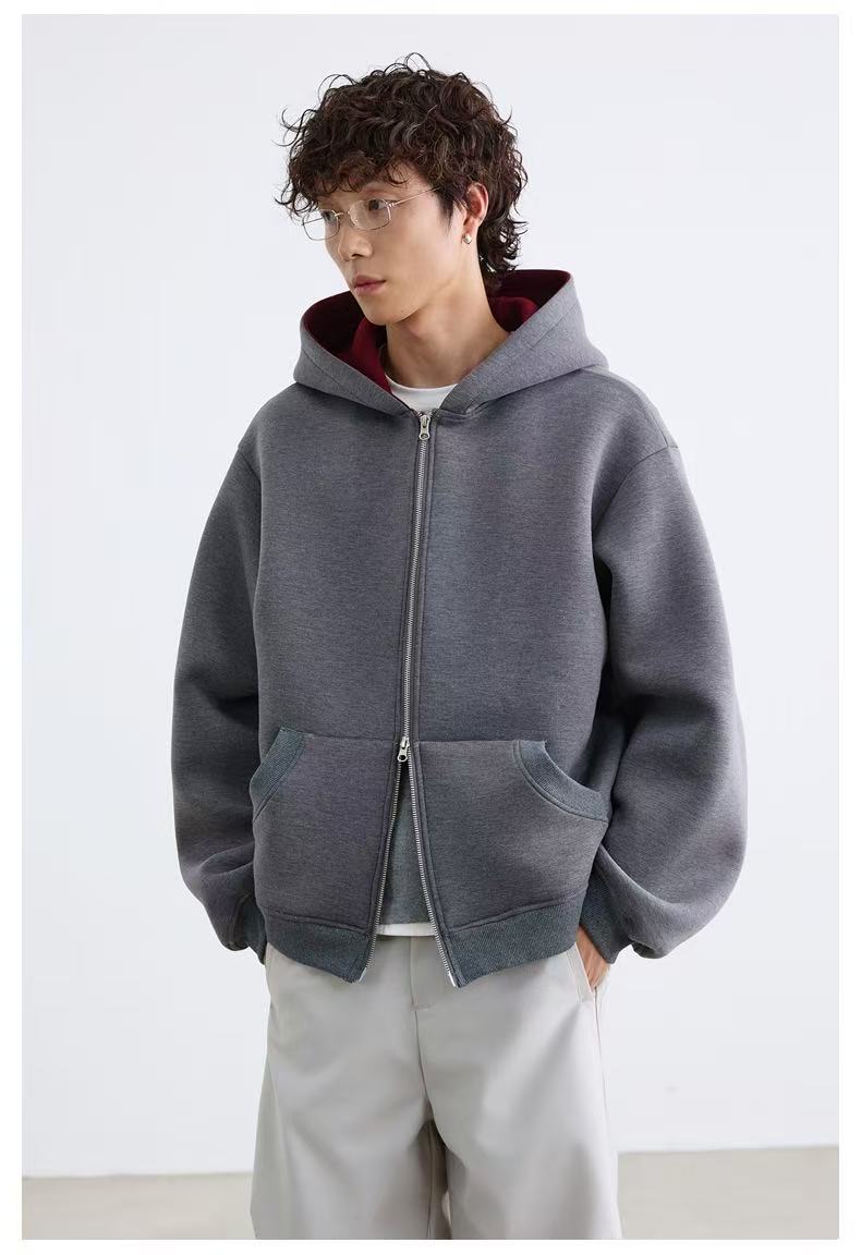 Oversized Zip-Up Hoodie with Contrast Hood Lining | SEAKOFF