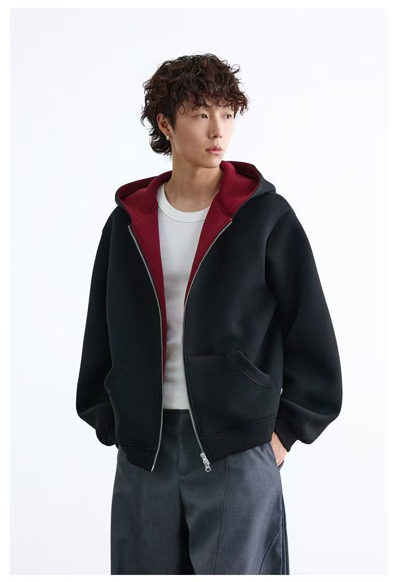Oversized Zip-Up Hoodie with Contrast Hood Lining | SEAKOFF
