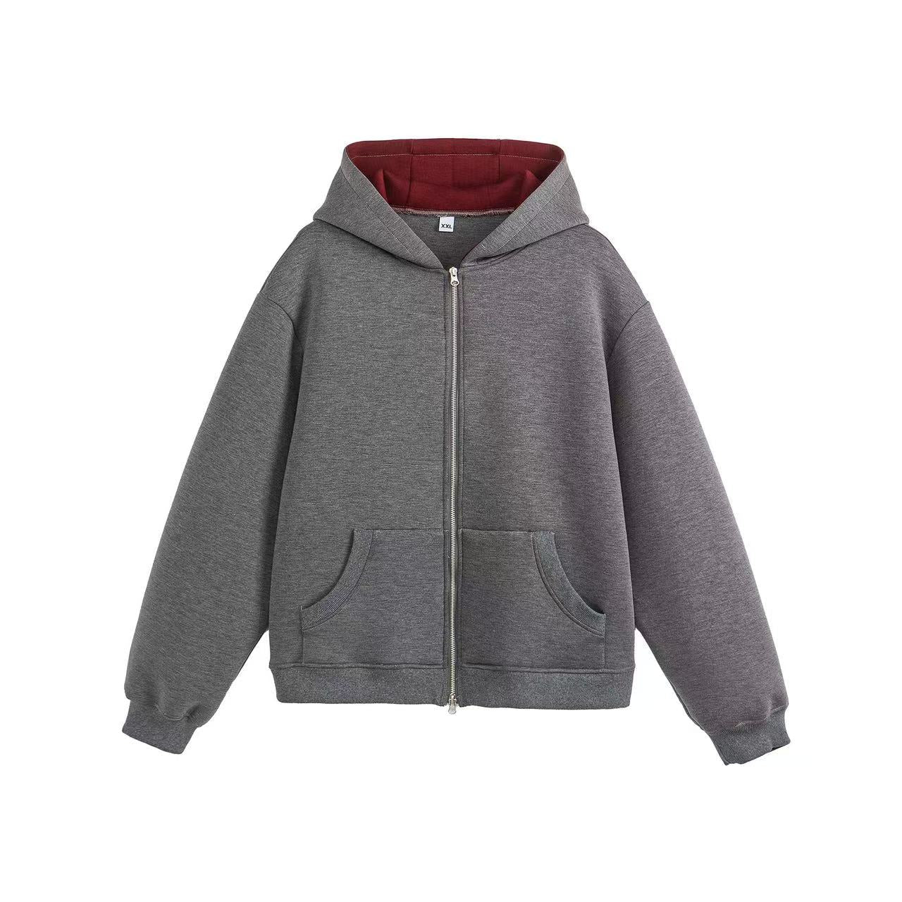 Oversized Zip-Up Hoodie with Contrast Hood Lining | SEAKOFF