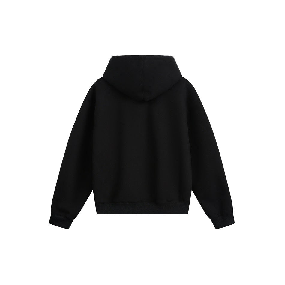 Omirad Slogan Print Zip-Up Hoodie | Oversized Black Hoodie