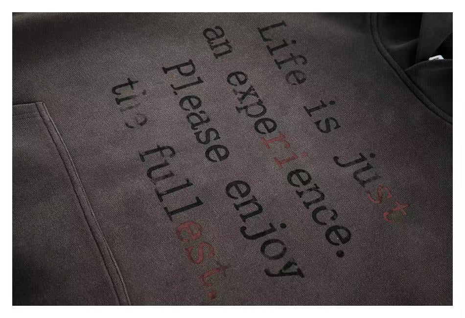 Omirad Life Is Just an Experience Washed Oversized Hoodie