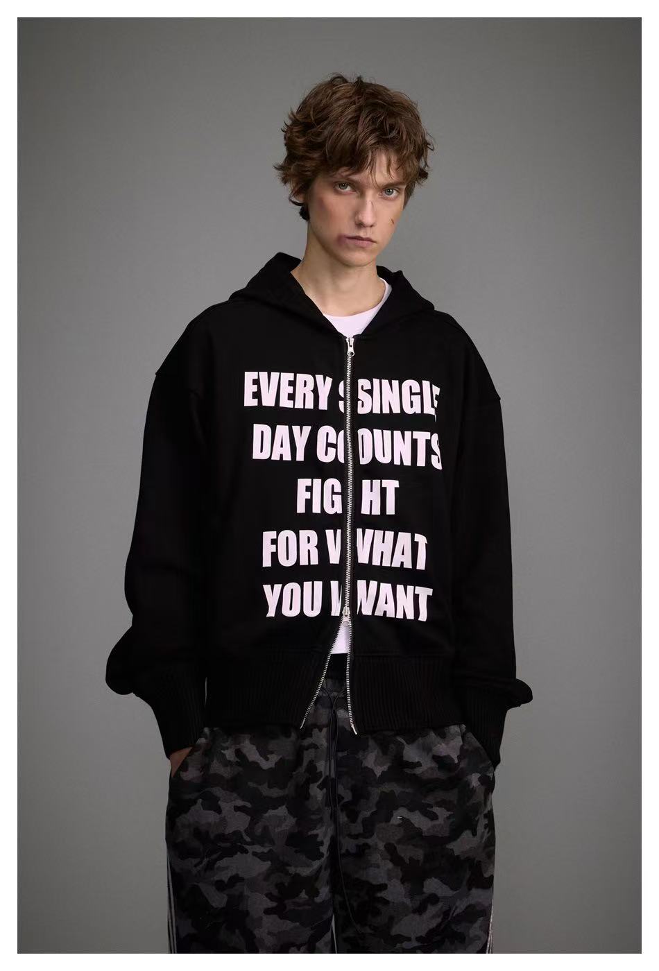 Omirad Every Single Day Zip-Up Hoodie | Slogan Streetwear