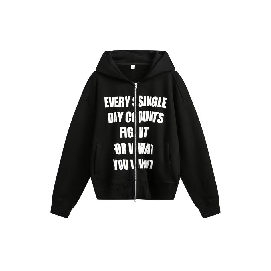 Omirad Every Single Day Zip-Up Hoodie | Slogan Streetwear