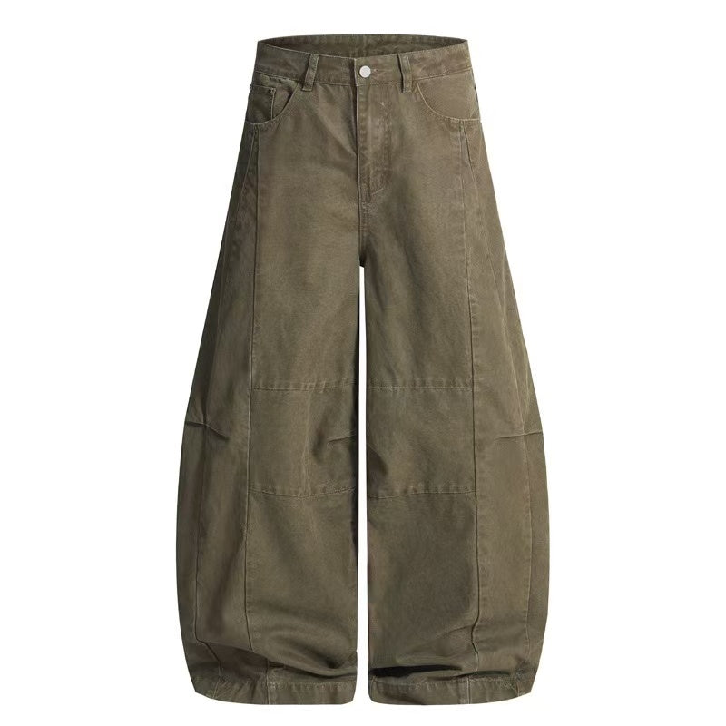 Wide-Leg Balloon Utility Pants | 100% Cotton Workwear