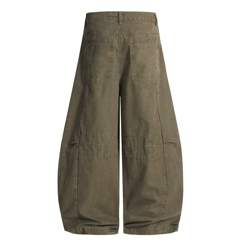 Wide-Leg Balloon Utility Pants | 100% Cotton Workwear