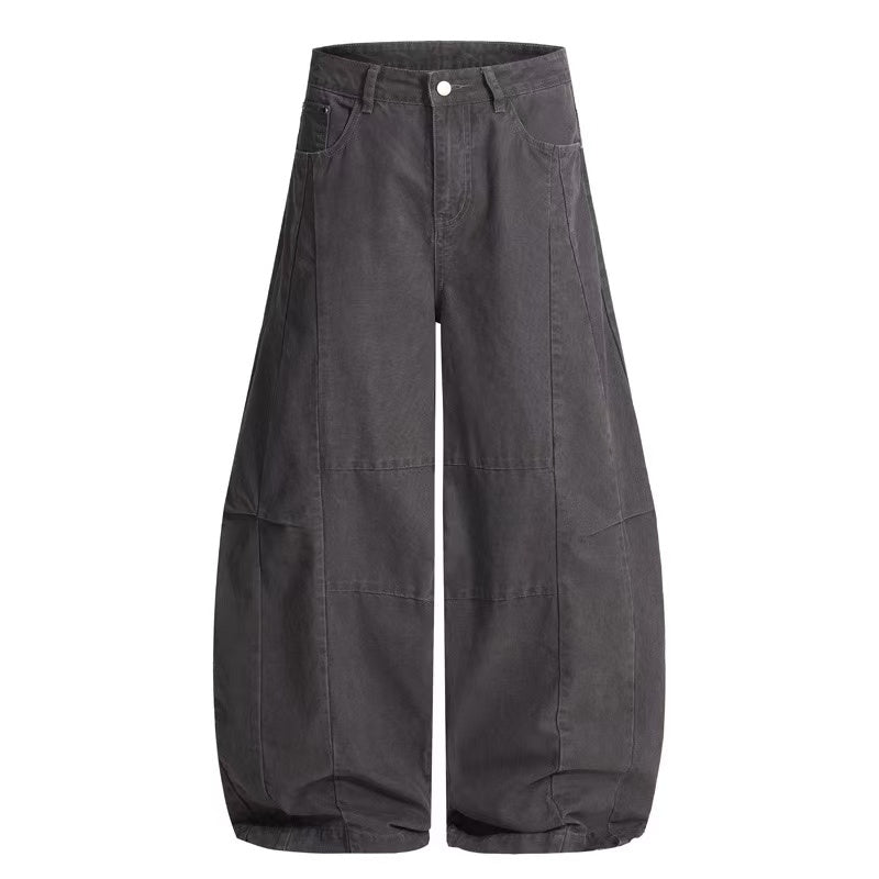 Wide-Leg Balloon Utility Pants | 100% Cotton Workwear