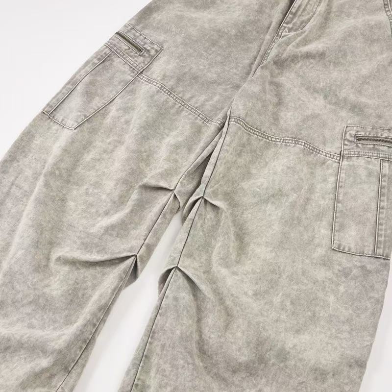 Omirad Vintage Wash Wide-Leg Cargo Pants | 100% Cotton