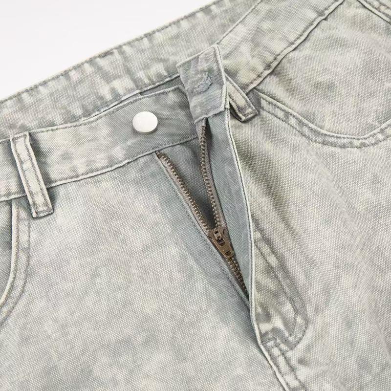 Vintage Washed Paneled Cargo Wide-Leg Jeans | SEAKOFF