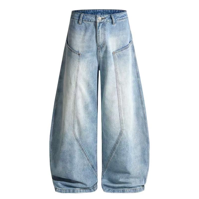 Light Wash Balloon Wide-Leg Jeans | Oversized Denim Pants