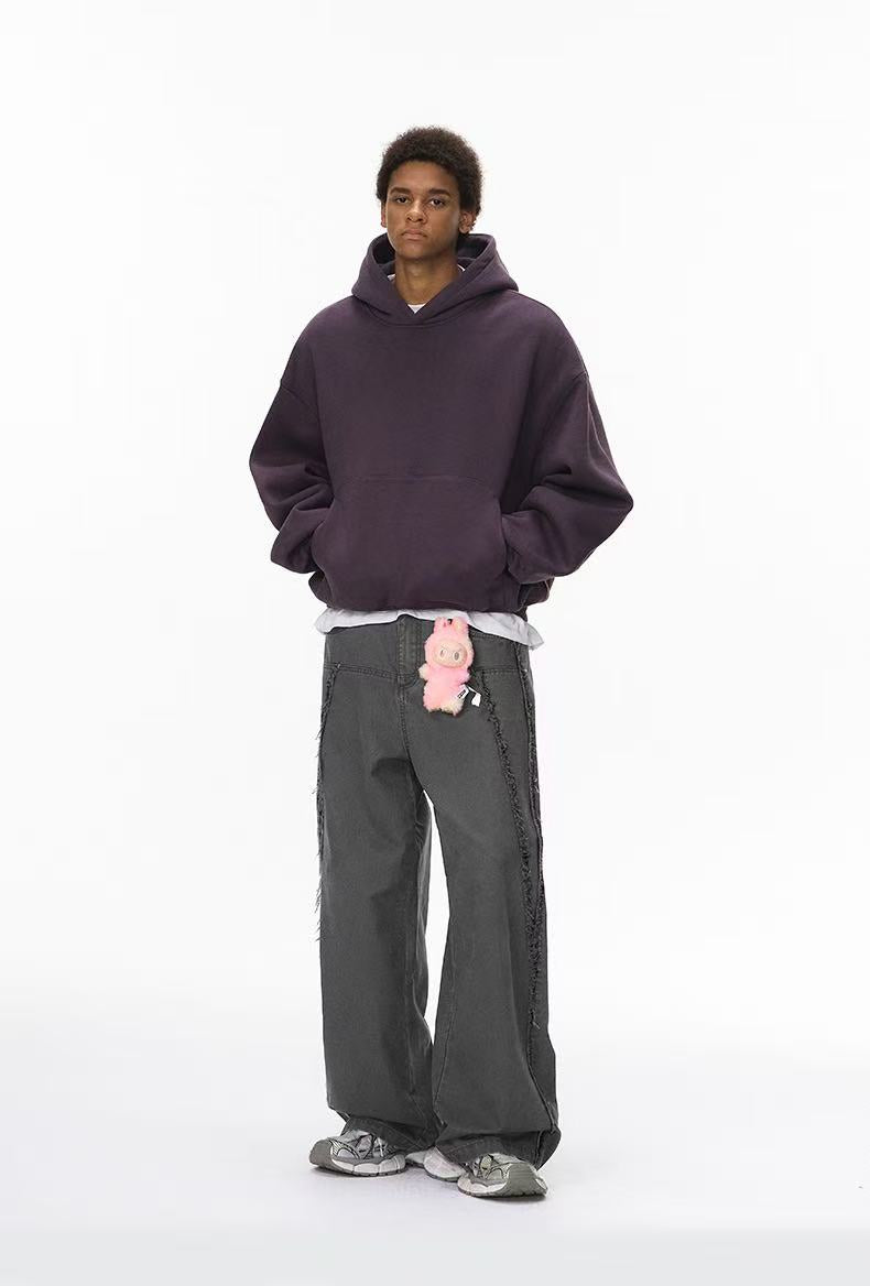 Vintage Raw-Edge Panel Wide-Leg Cotton Pants | Streetwear