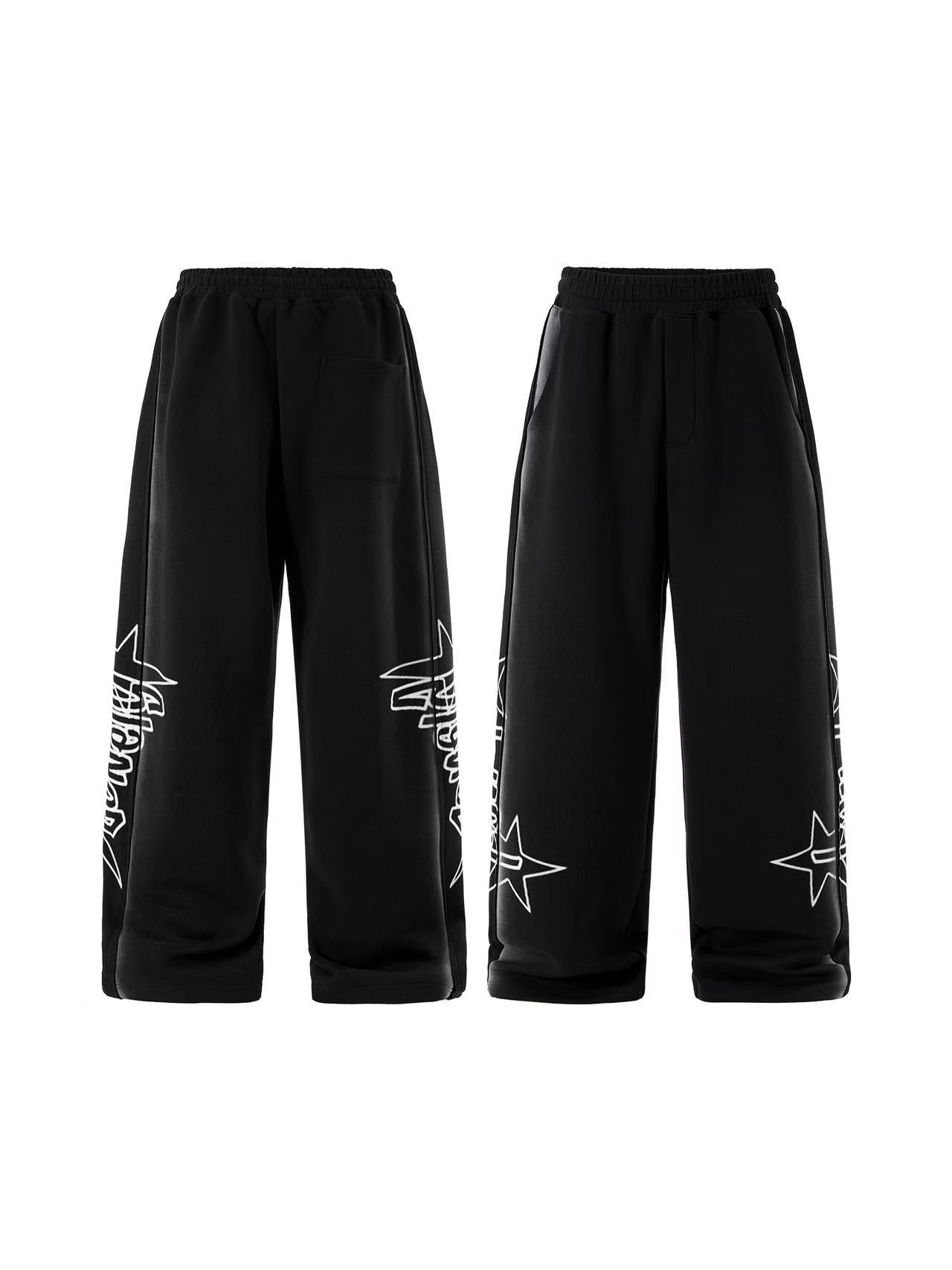 Star Graphic Wide-Leg Sweatpants | Cotton-Rich Streetwear