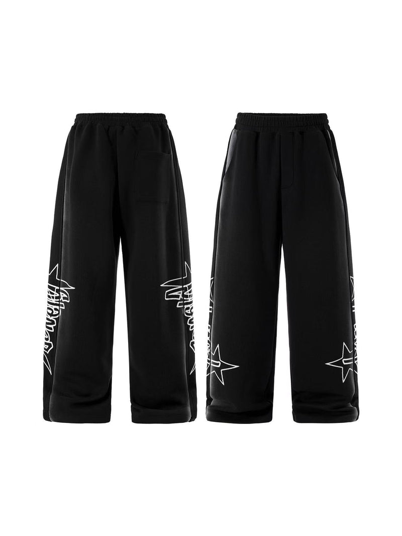 Star Graphic Wide-Leg Sweatpants | Cotton-Rich Streetwear
