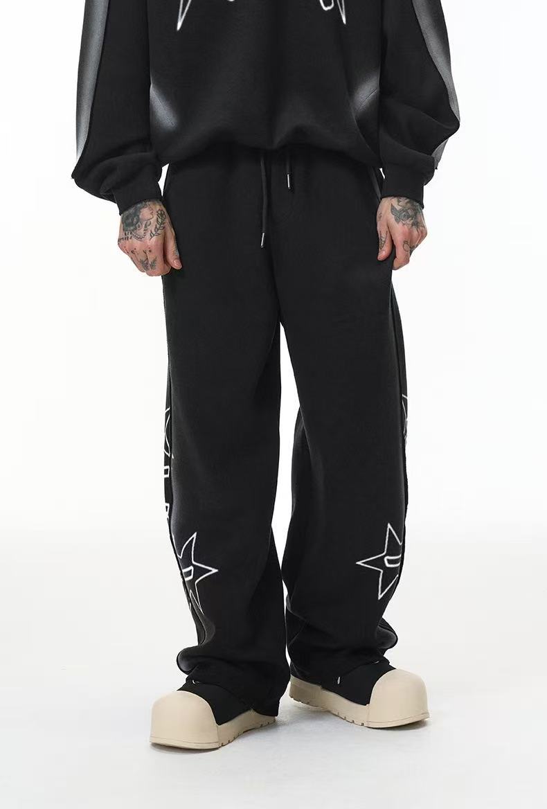 Star Graphic Wide-Leg Sweatpants | Cotton-Rich Streetwear