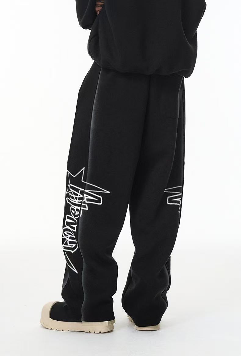 Star Graphic Wide-Leg Sweatpants | Cotton-Rich Streetwear