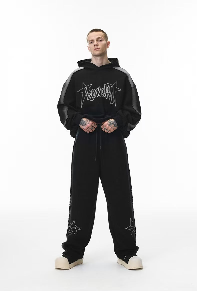 Omirad Star-Logo Contrast Panel Cropped Hoodie | Streetwear