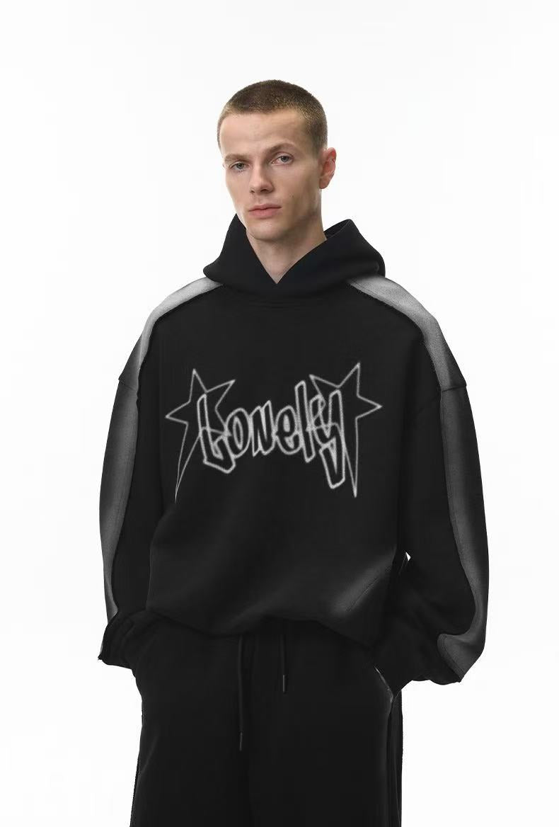 Omirad Star-Logo Contrast Panel Cropped Hoodie | Streetwear