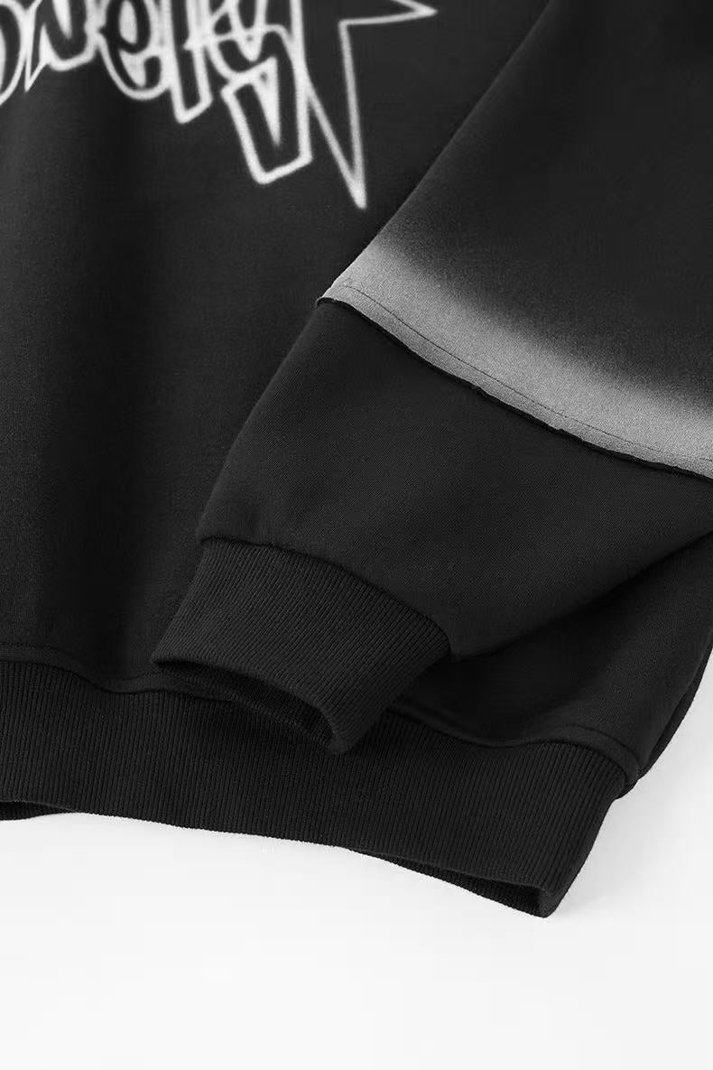 Omirad Star-Logo Contrast Panel Cropped Hoodie | Streetwear