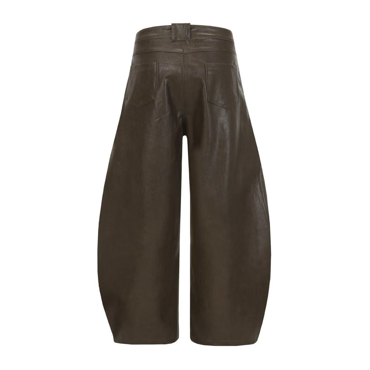 PU Barrel Leg Leather Pants | Wide-Leg Streetwear Trousers