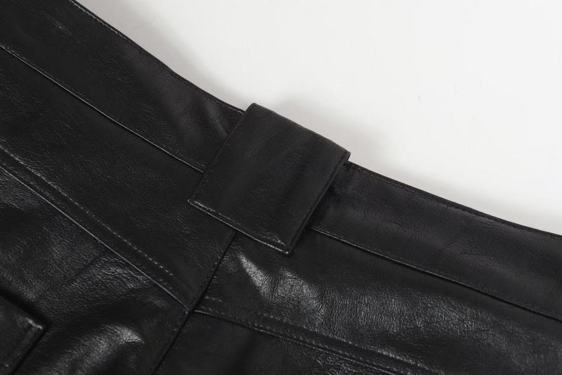 PU Barrel Leg Leather Pants | Wide-Leg Streetwear Trousers